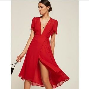 The Reformation Frances dress in Cherry